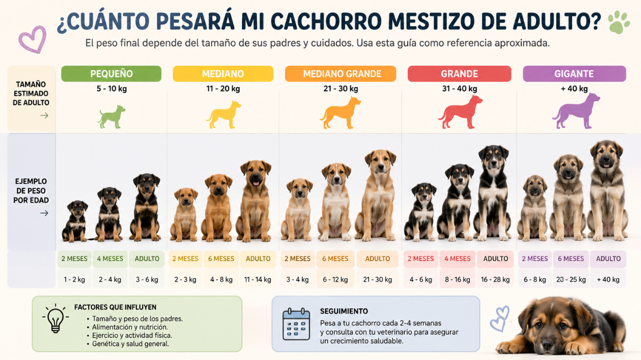 Cuánto pesará mi cachorro mestizo de adulto