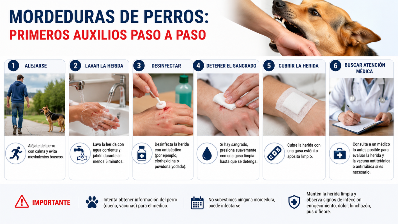 Mordeduras de perros primeros auxilios paso a paso