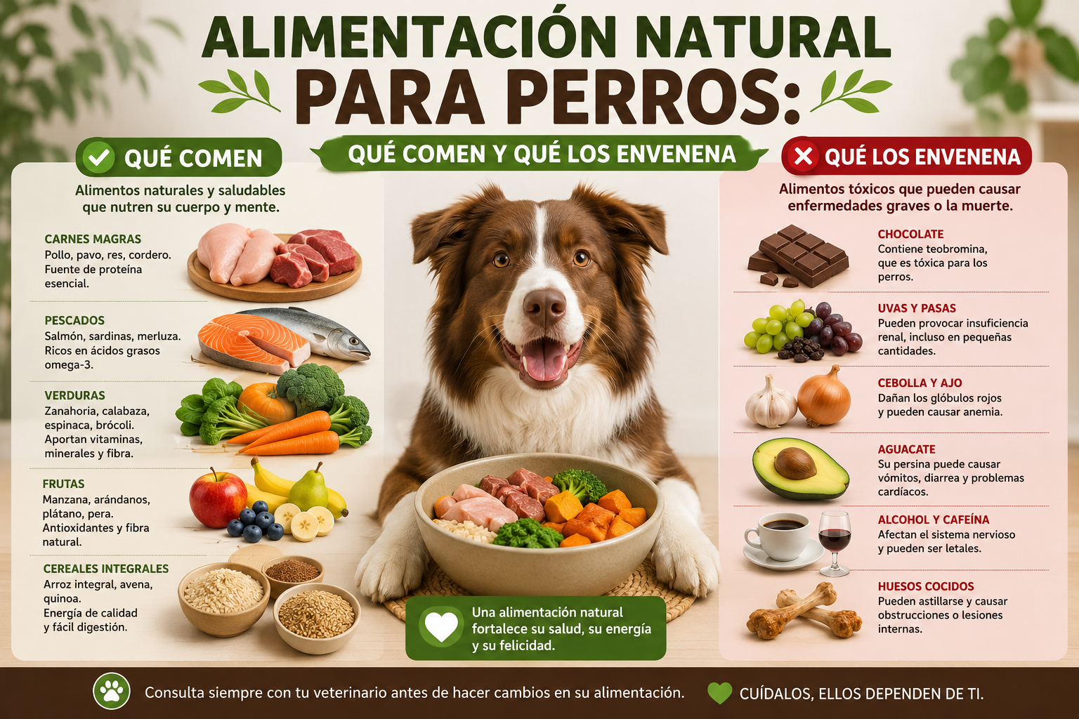 Alimentación natural para perros qué comen y qué los envenena